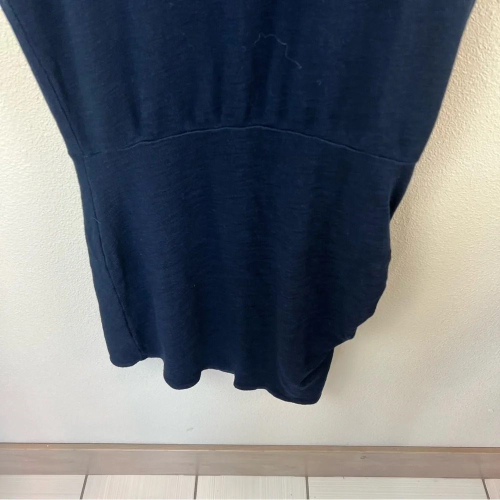 New MONROW NWT Supersoft Short Sleeve V-neck Dress w/Tie Inca Blue Women’s Large - Picture 13 of 13